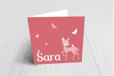 Roze bambi met vogels Roze bambi met vogels